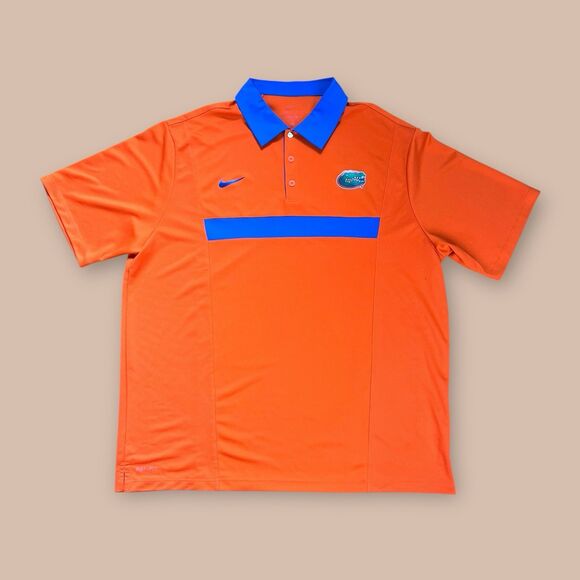 NIKE Dri-Fit Men's Florida Gators Authentic Polo Shirt. Sz XL Orange/Blue Golf - Picture 1 of 11